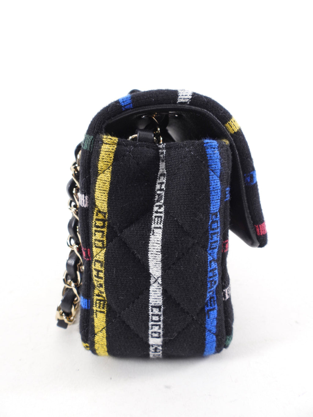 Chanel 22S Jersey Logo Mini Stripe Classic Flap Bag