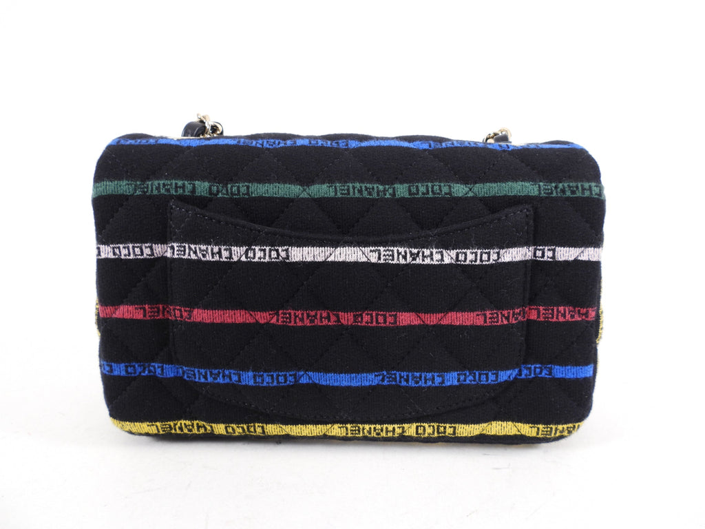 Chanel 22S Jersey Logo Mini Stripe Classic Flap Bag