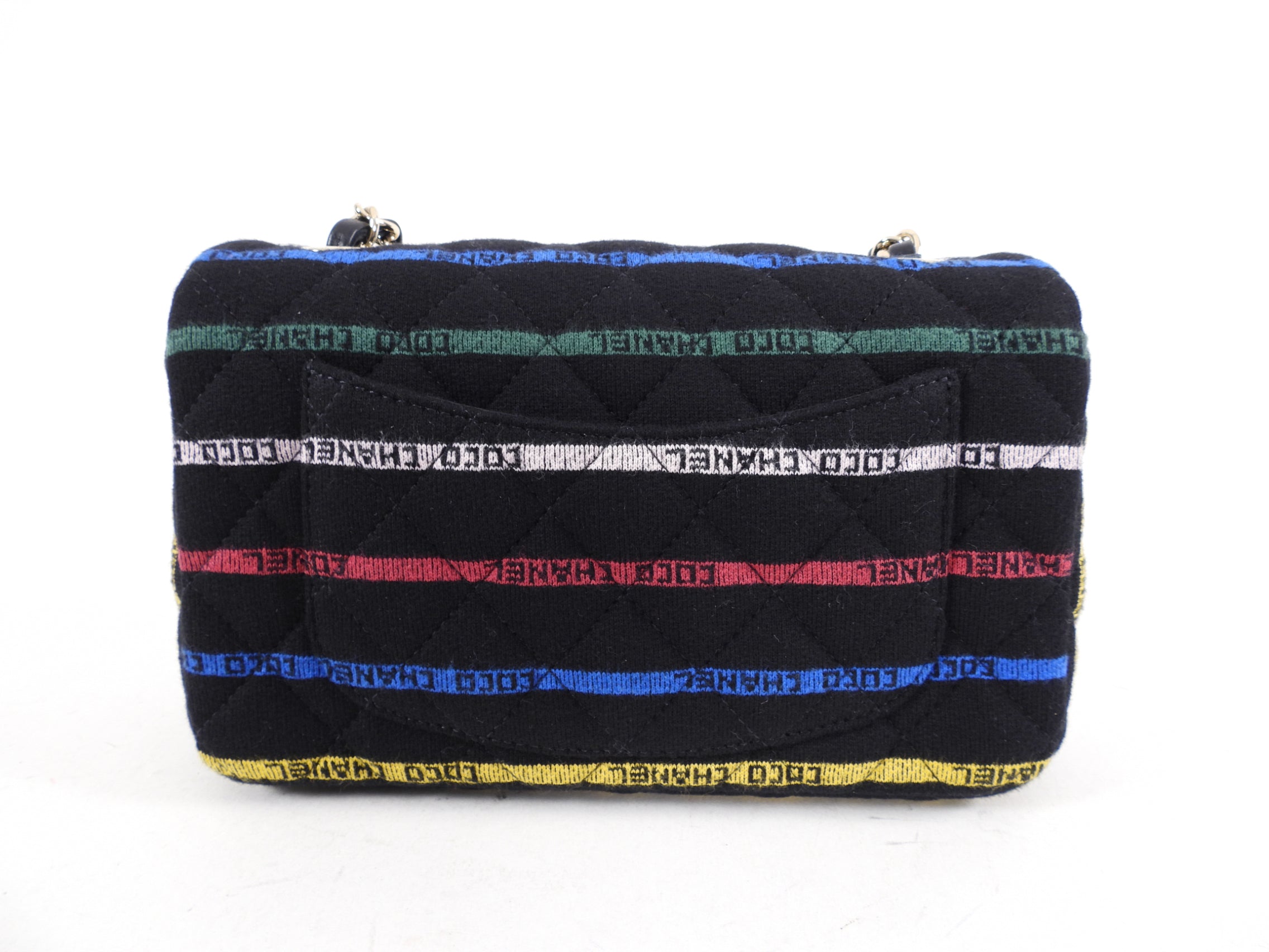 Chanel 22S Jersey Logo Mini Stripe Classic Flap Bag