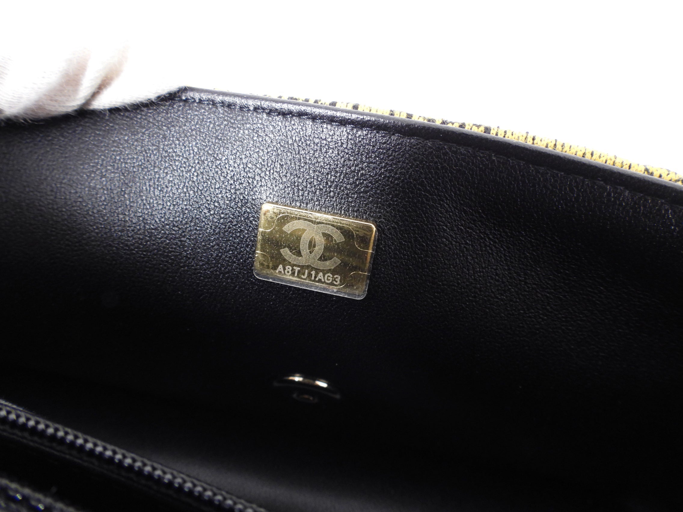 Chanel 22S Jersey Logo Mini Stripe Classic Flap Bag