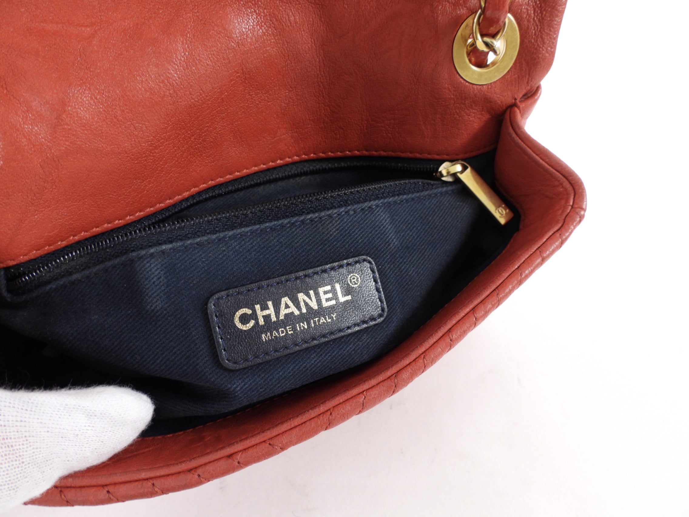 Chanel Surpique Chevron Red Quilted Small Flap Bag