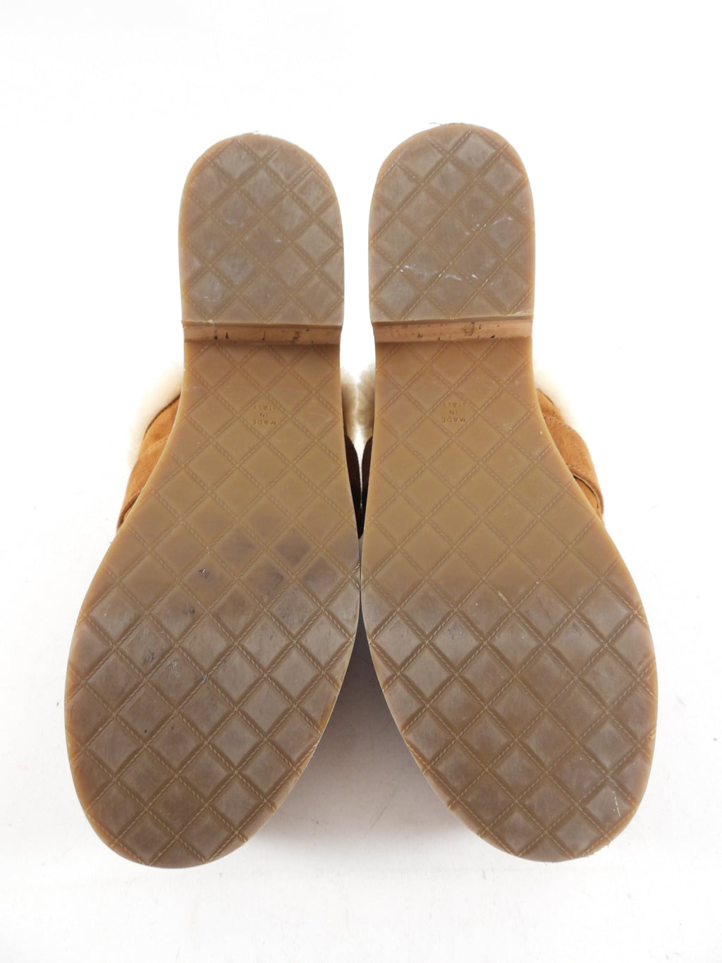 Chanel 21A Brown Shearling CC Turn Clasp Quilt Cork Mules - 37