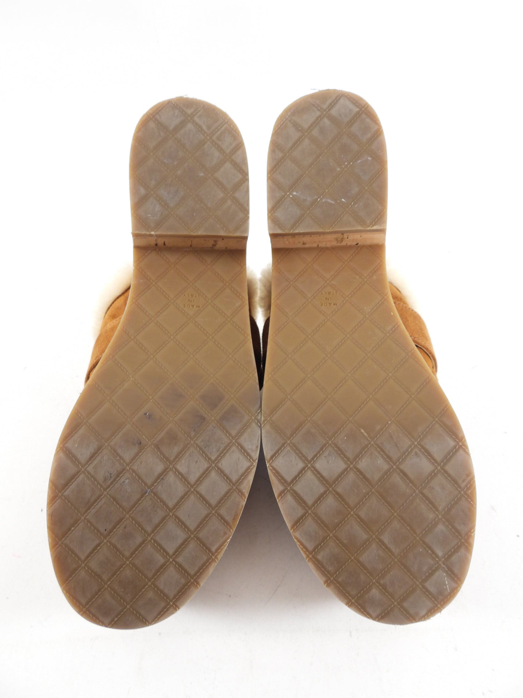 Chanel 21A Brown Shearling CC Turn Clasp Quilt Cork Mules - 37