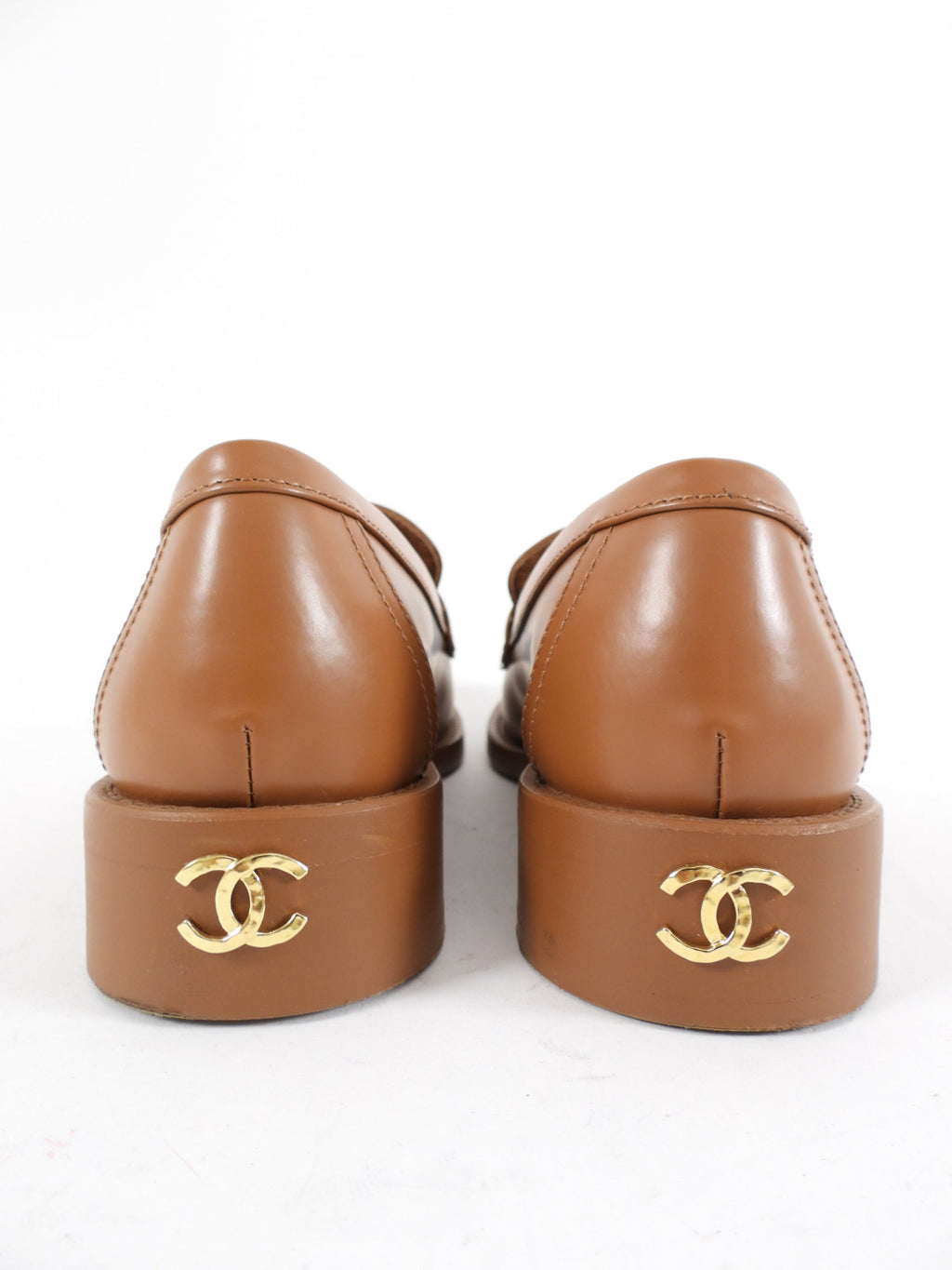 Chanel Caramel Brown 24C Smooth Leather CC Logo Loafers - 36.5 (37)