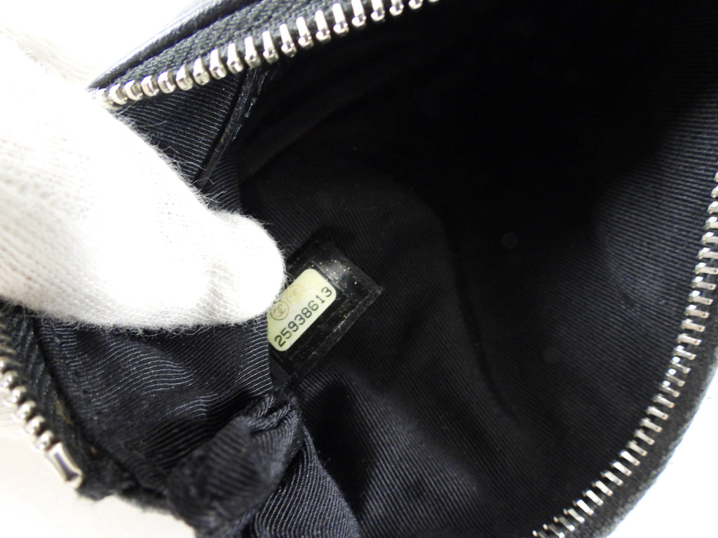 Chanel Black Leather Chevron Tassel Mini Zip Pouch