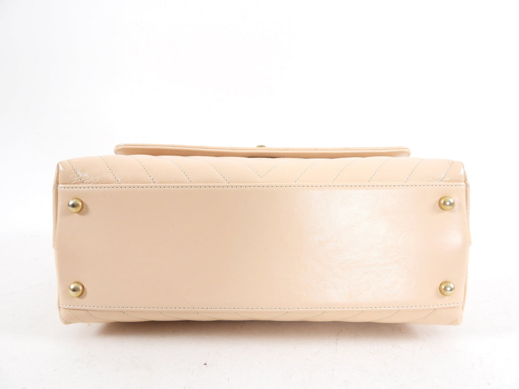 Chanel Nude Chevron Aged Leather and Exotic Top Handle Flap Bag