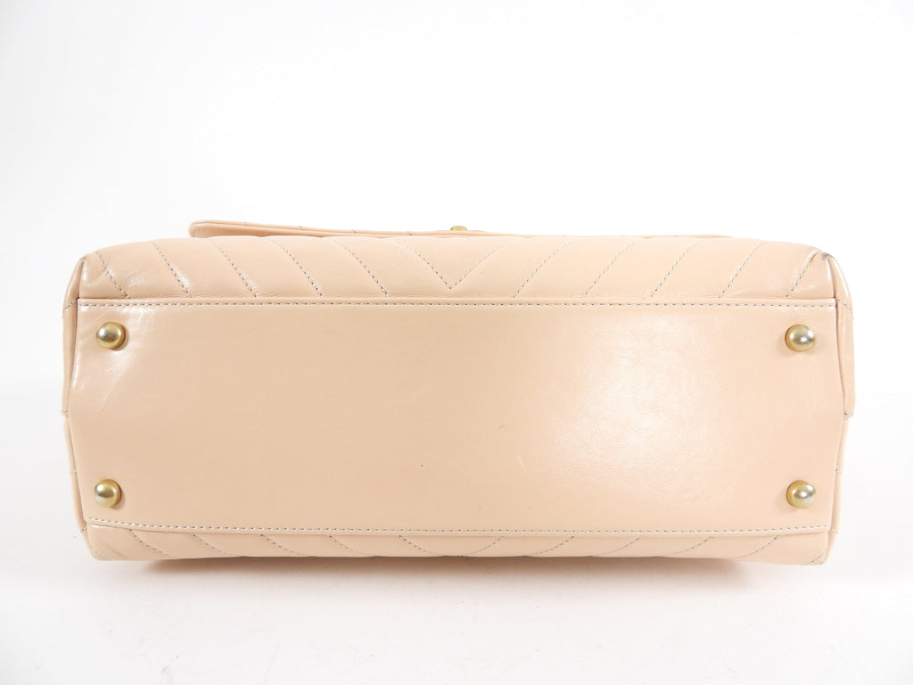 Chanel Light Nude Chevron and Lizard Coco Top Handle Bag