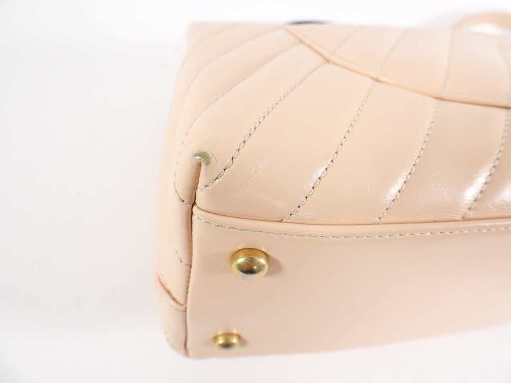 Chanel Light Nude Chevron and Lizard Coco Top Handle Bag