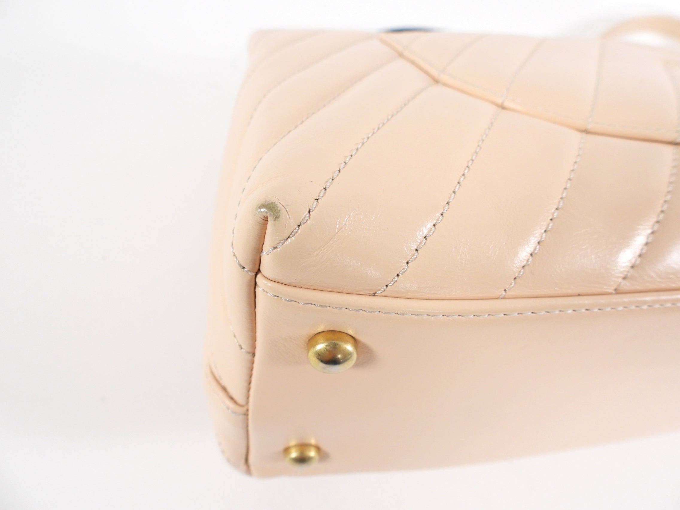 Chanel Light Nude Chevron and Lizard Coco Top Handle Bag