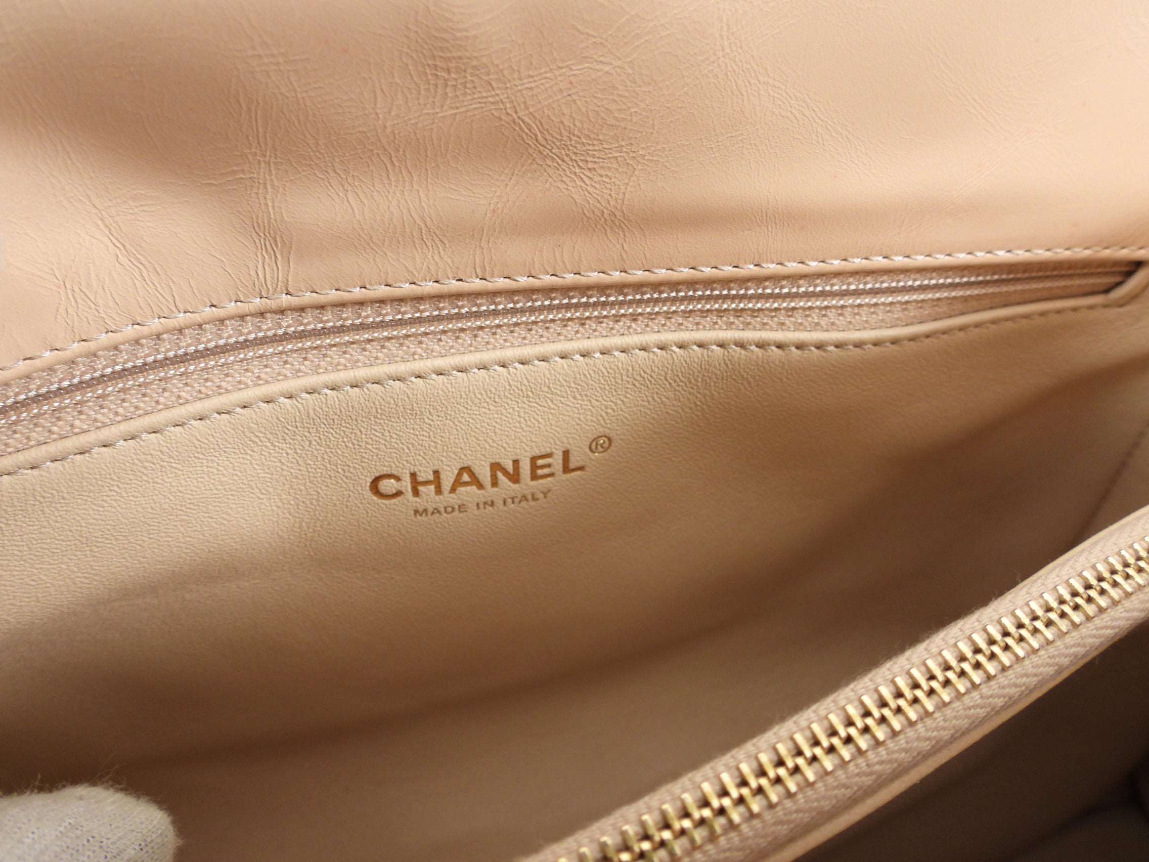 Chanel Nude Chevron Aged Leather and Exotic Top Handle Flap Bag