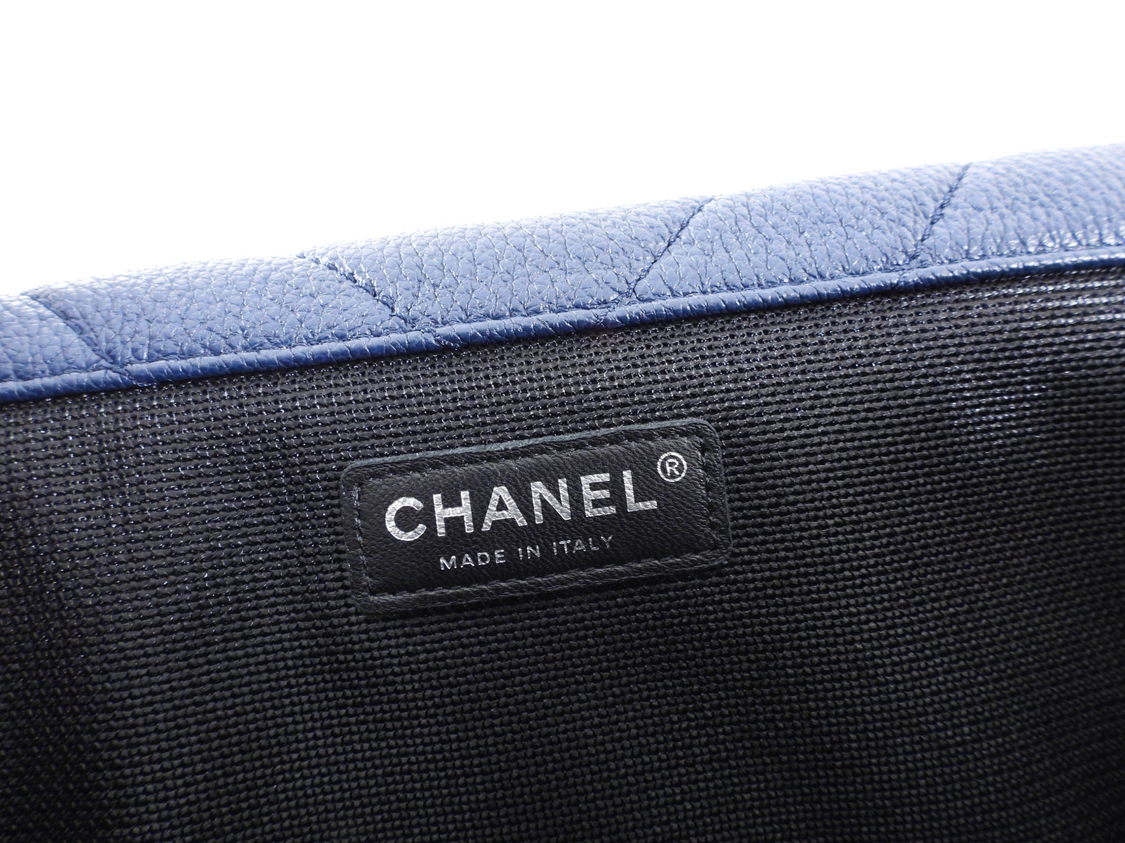 Chanel Navy Blue Chevron Quilted XXL Travel Flap Bag