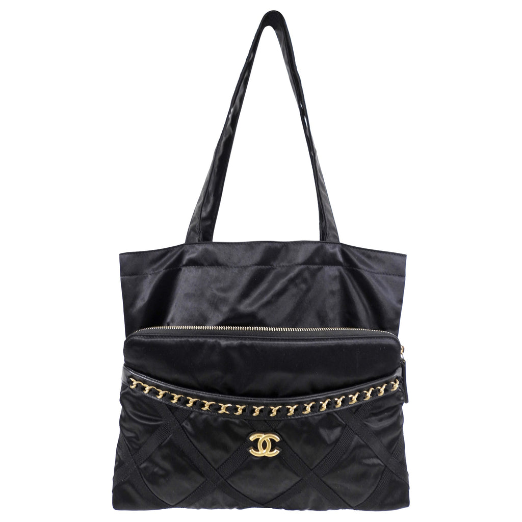 Chanel 21A Medium Satin Trousse Clutch / Convertible Tote Bag