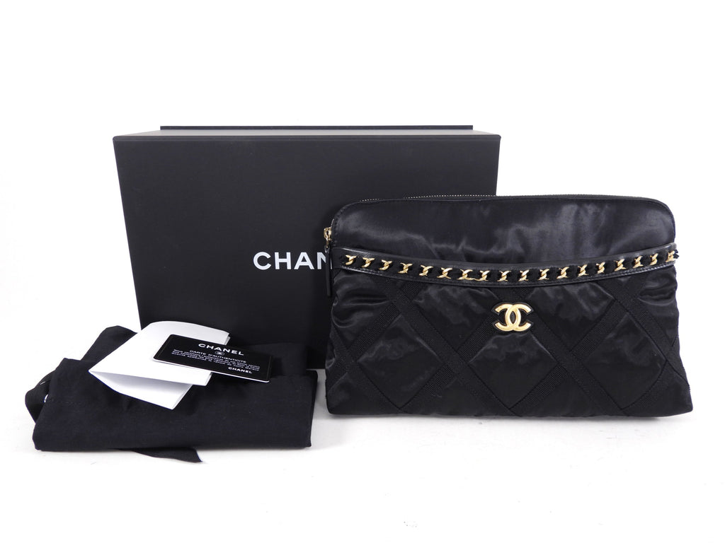 Chanel 21A Medium Satin Trousse Clutch / Convertible Tote Bag