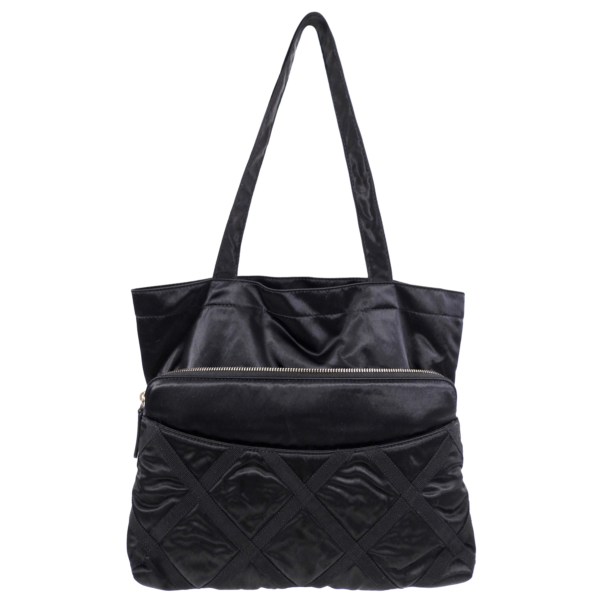 Chanel 21A Medium Satin Trousse Clutch / Convertible Tote Bag