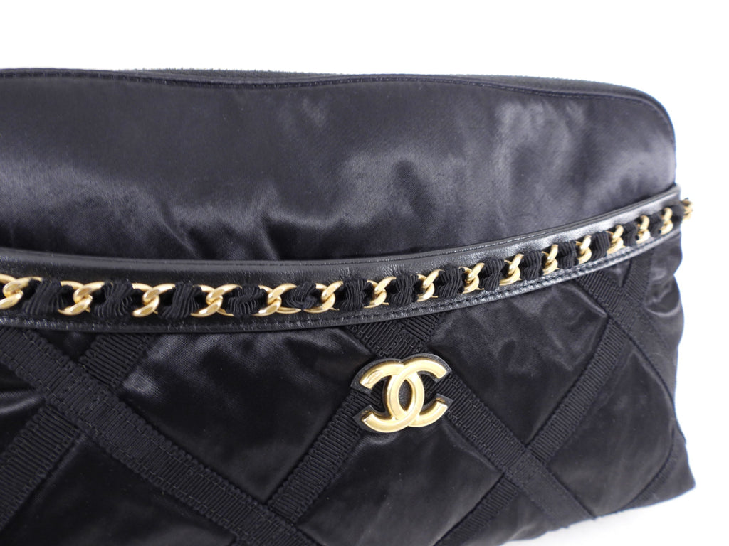 Chanel 21A Medium Satin Trousse Clutch / Convertible Tote Bag