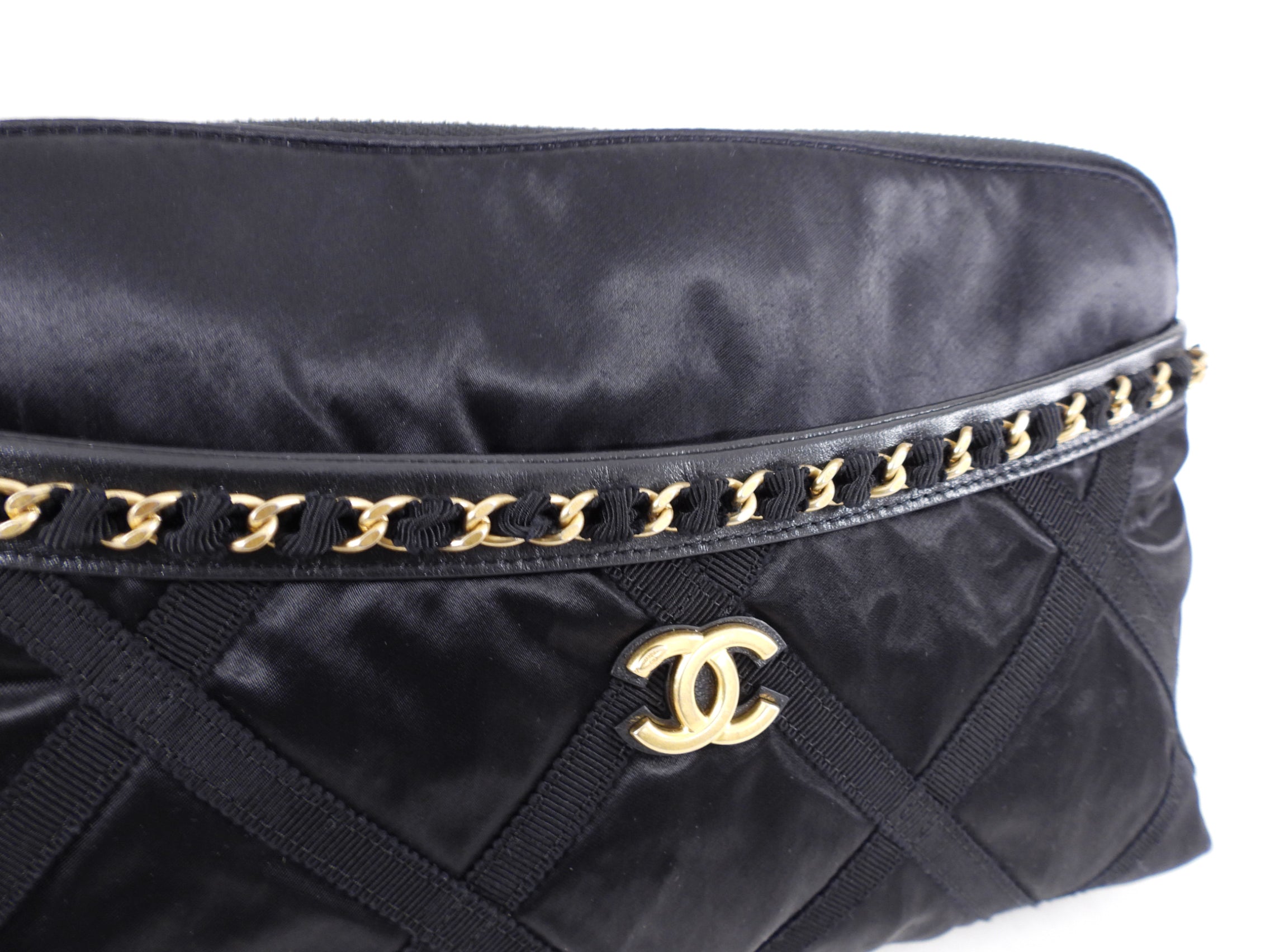 Chanel 21A Medium Satin Trousse Clutch / Convertible Tote Bag