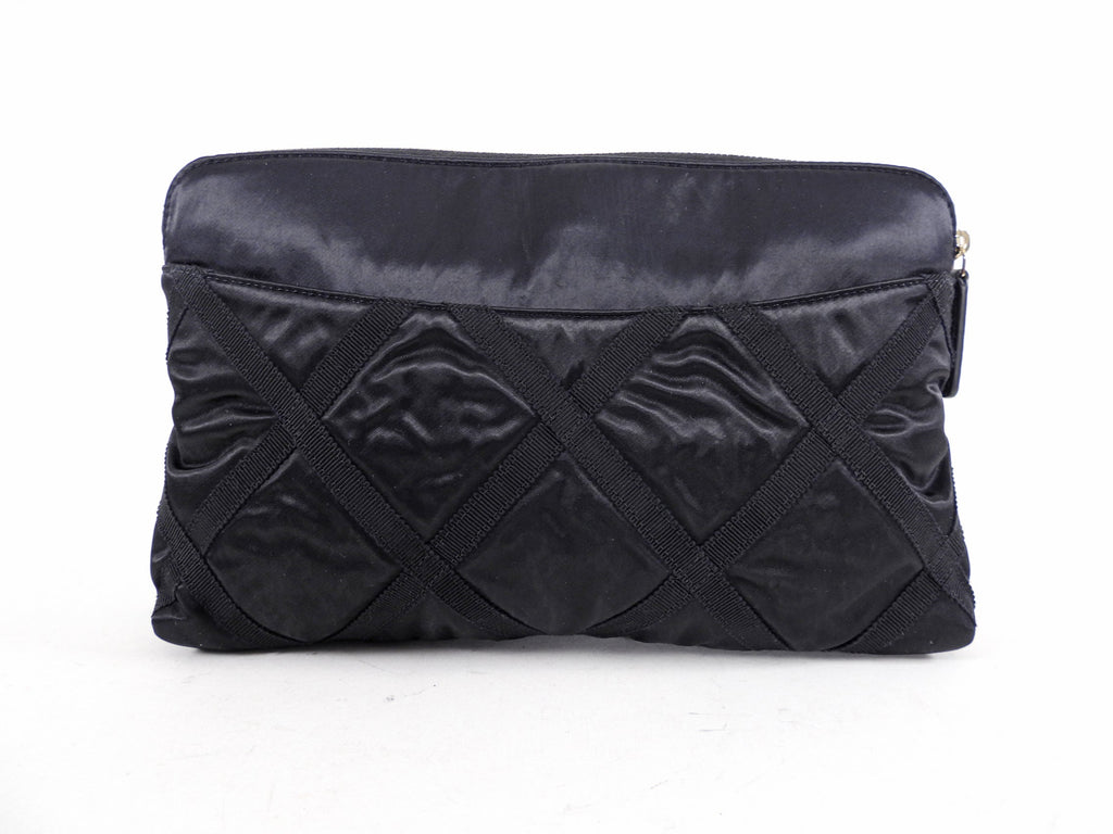 Chanel 21A Medium Satin Trousse Clutch / Convertible Tote Bag