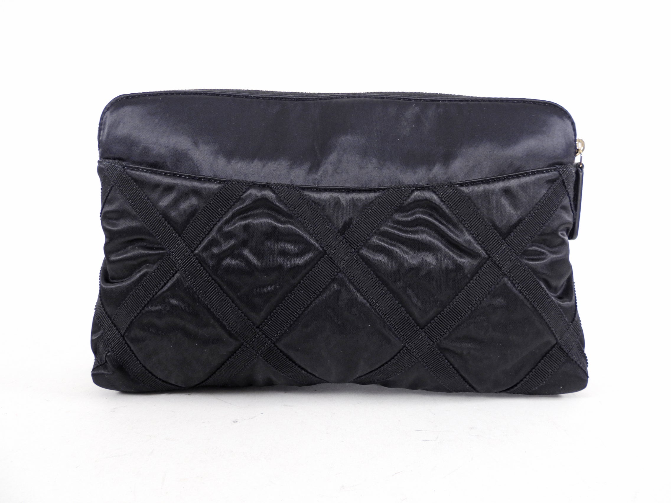 Chanel 21A Medium Satin Trousse Clutch / Convertible Tote Bag