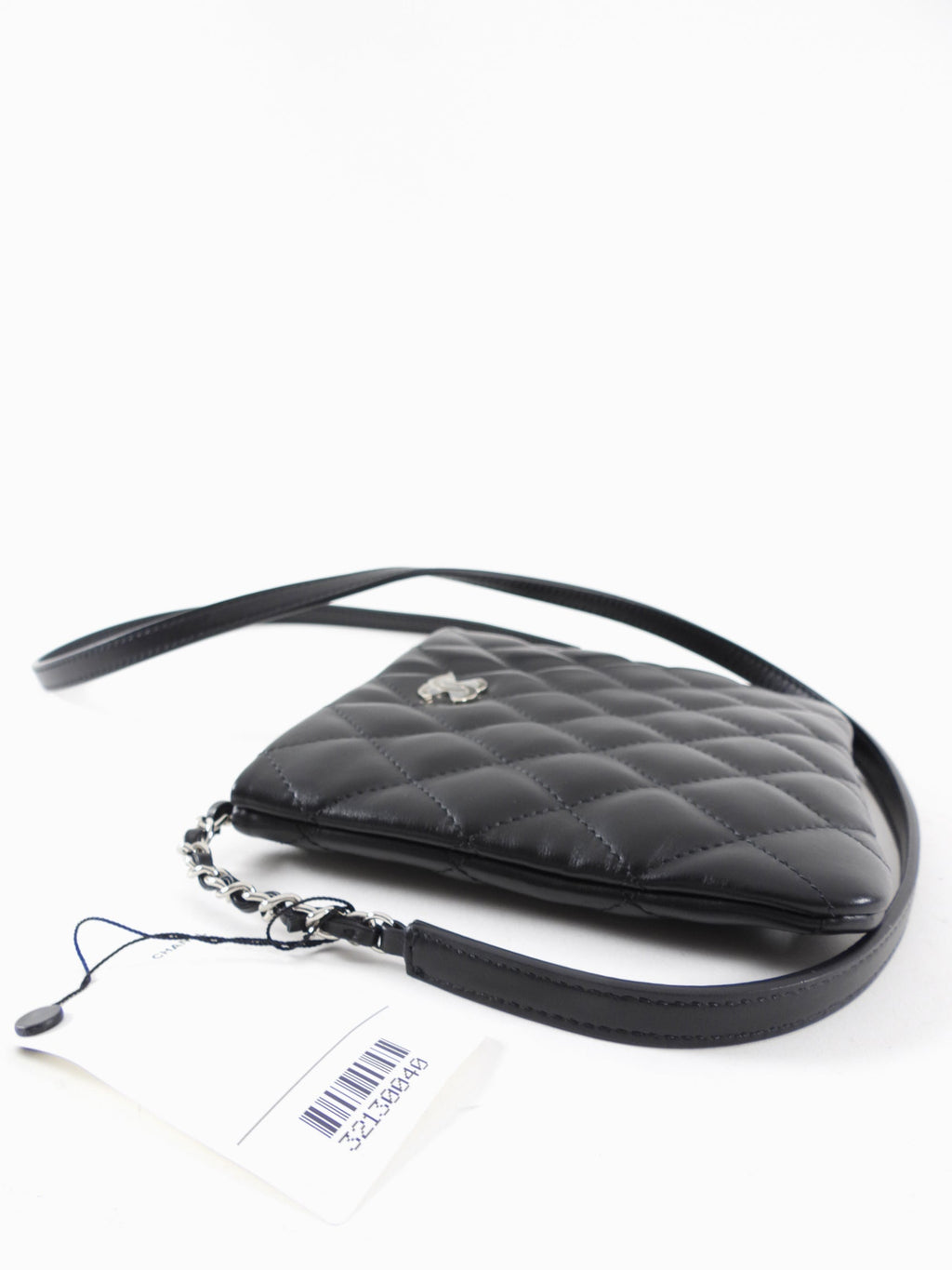 Chanel Uniform Black Quilt Leather Crossbody Flat Pouch Bag