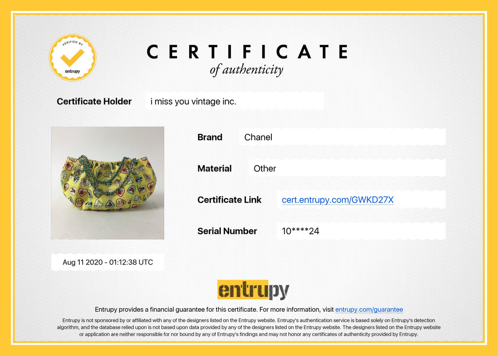 Chanel Yellow Canvas Heart Valentine Small Pochette Bag