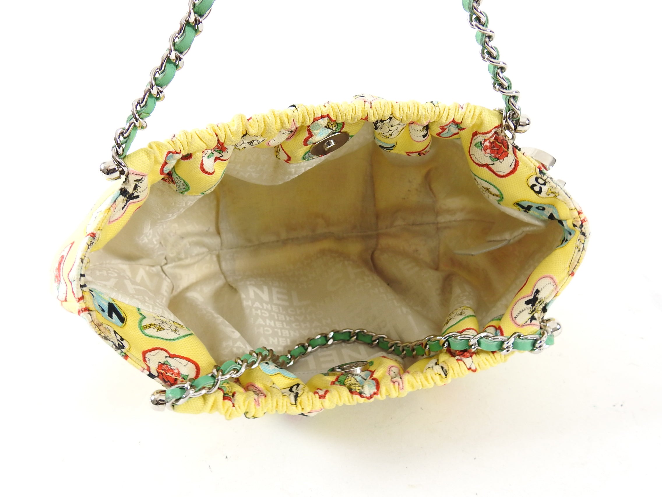Chanel Yellow Canvas Heart Valentine Small Pochette Bag
