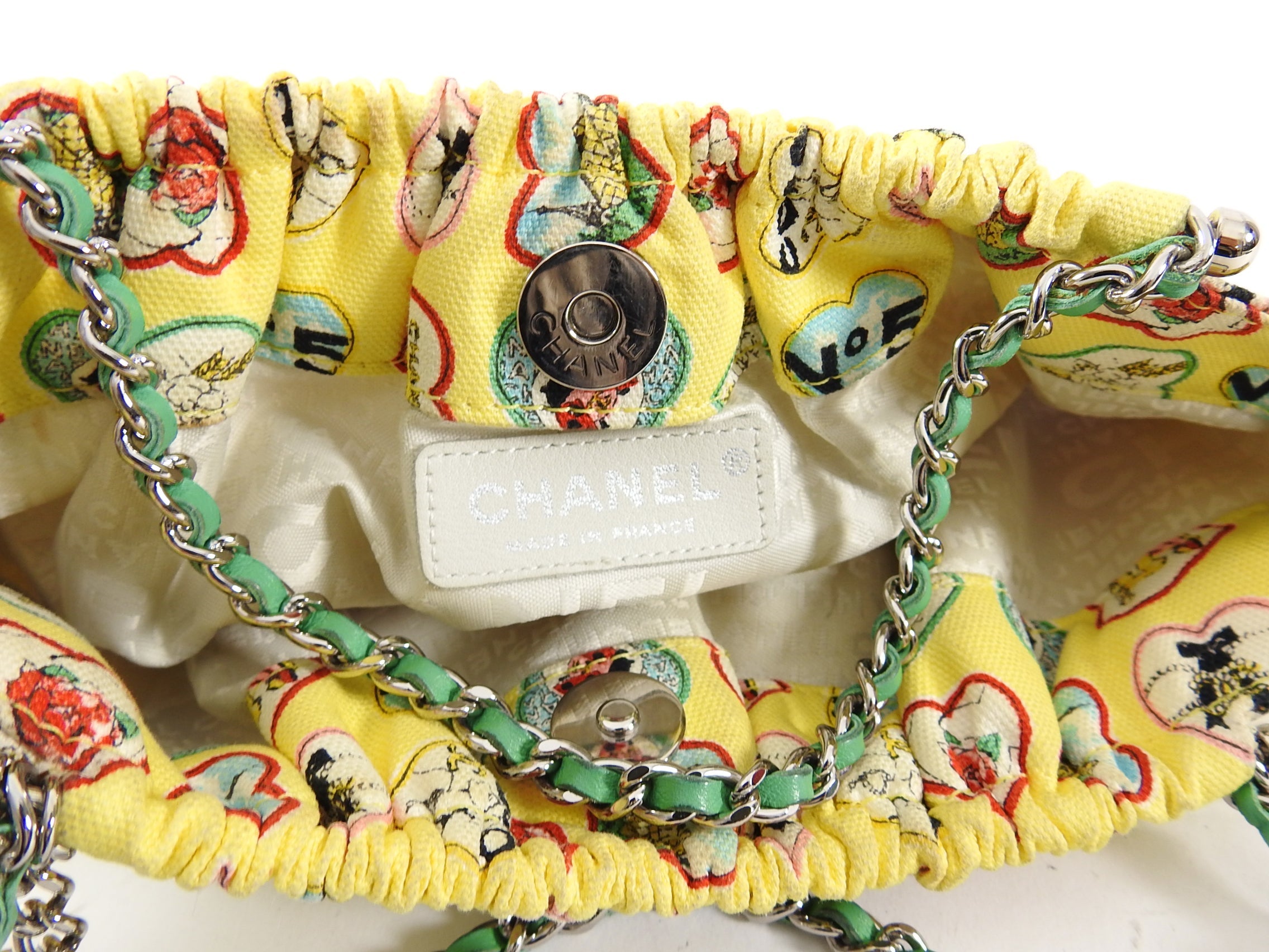 Chanel Yellow Canvas Heart Valentine Small Pochette Bag
