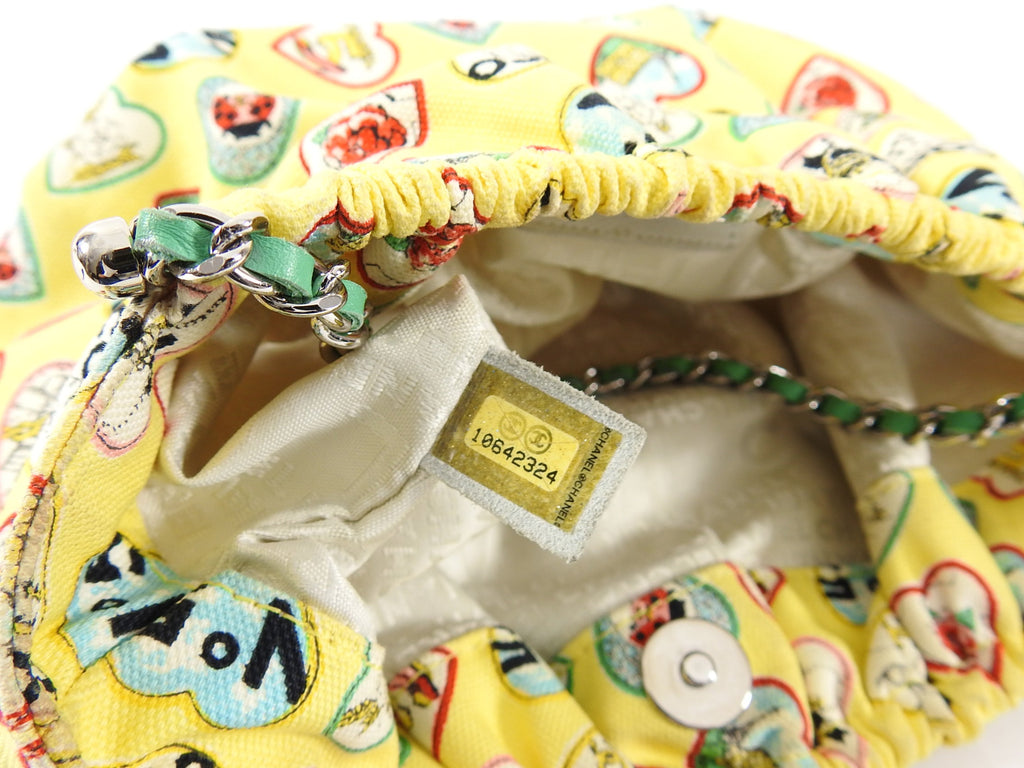 Chanel Yellow Canvas Heart Valentine Small Pochette Bag