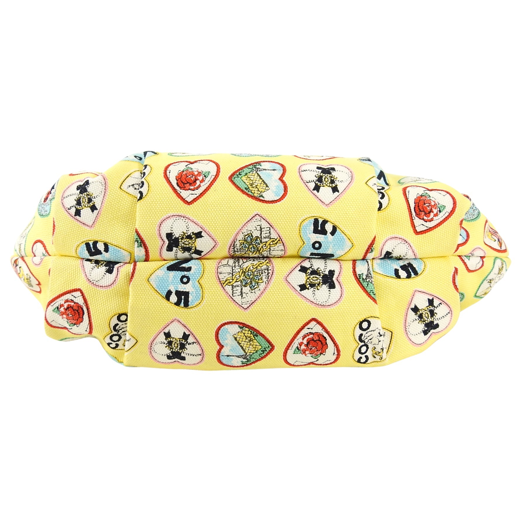 Chanel Yellow Canvas Heart Valentine Small Pochette Bag