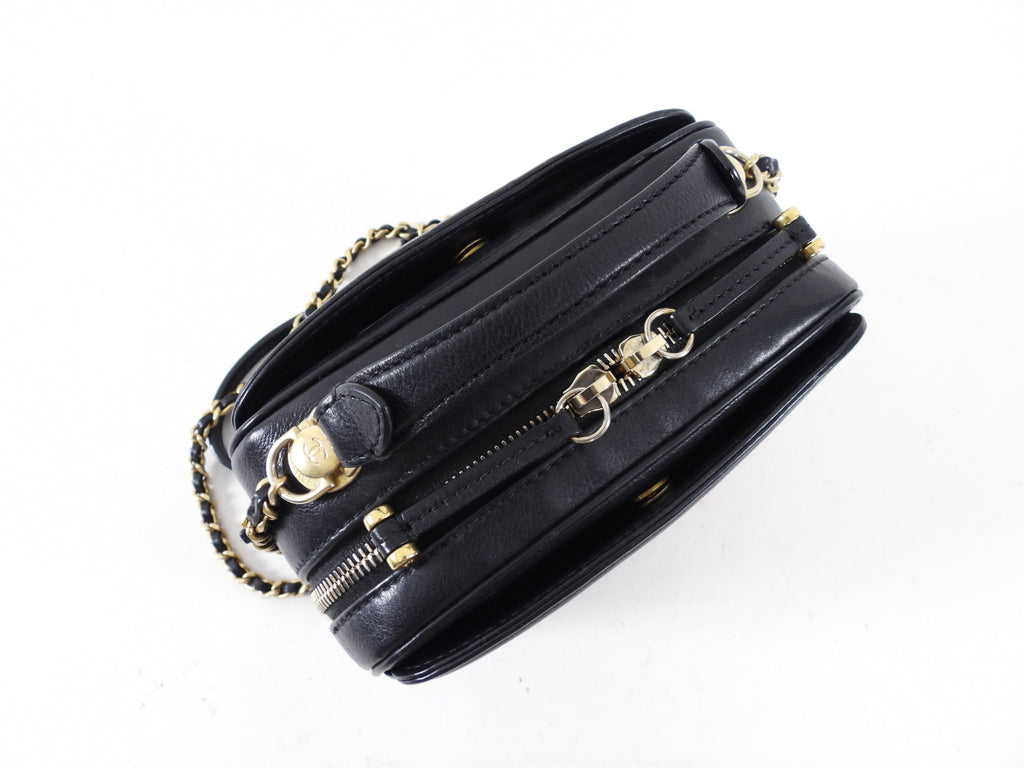 Chanel Black Lambskin Leather Extra Pocket Vanity Chain Bag