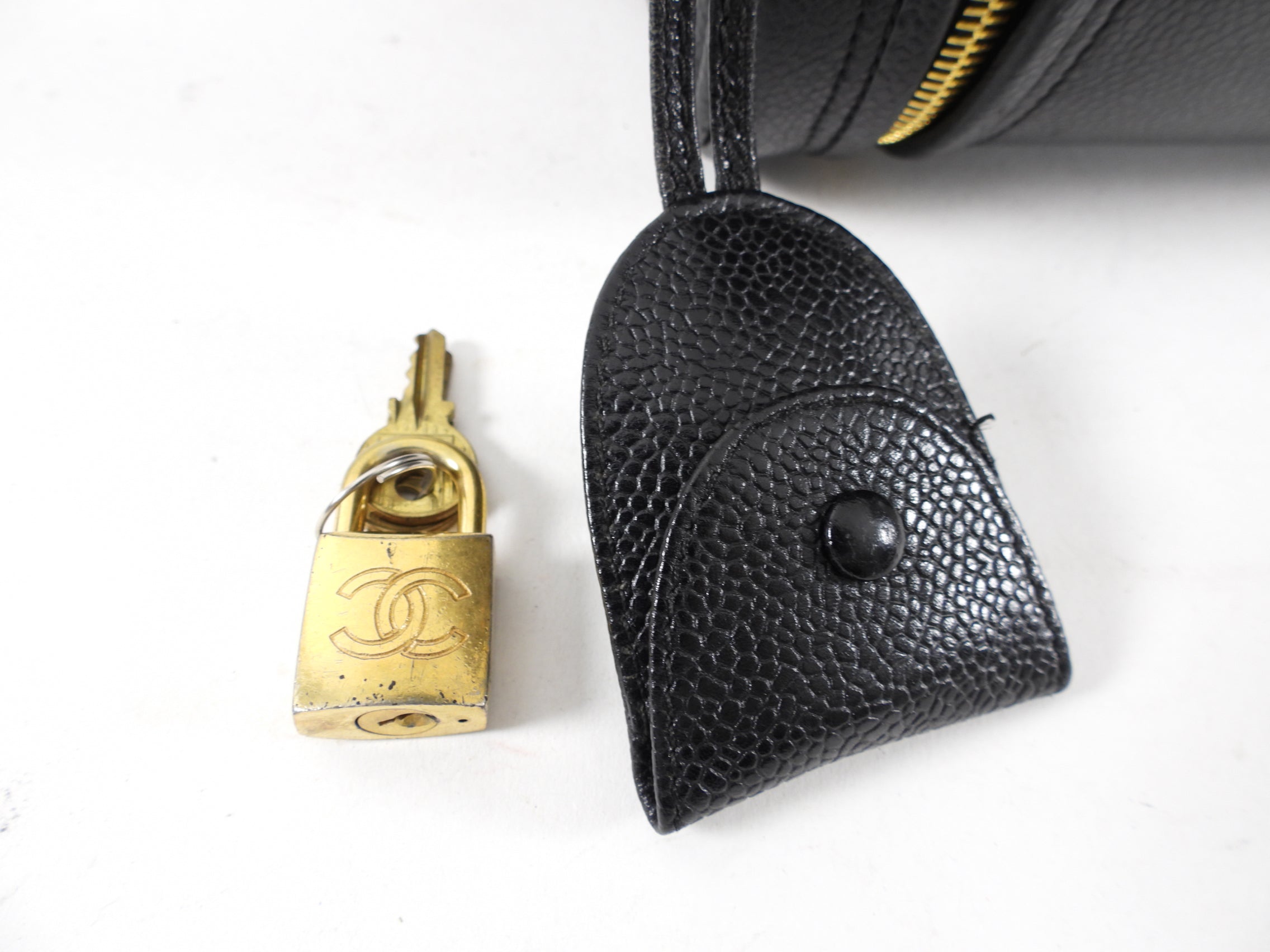 Chanel Vintage 1996 Black Caviar CC Vanity Shoulder Bag