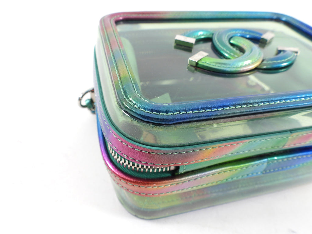 Chanel 20C Iridescent Rainbow Filigree Clear PVC CC Vanity Case