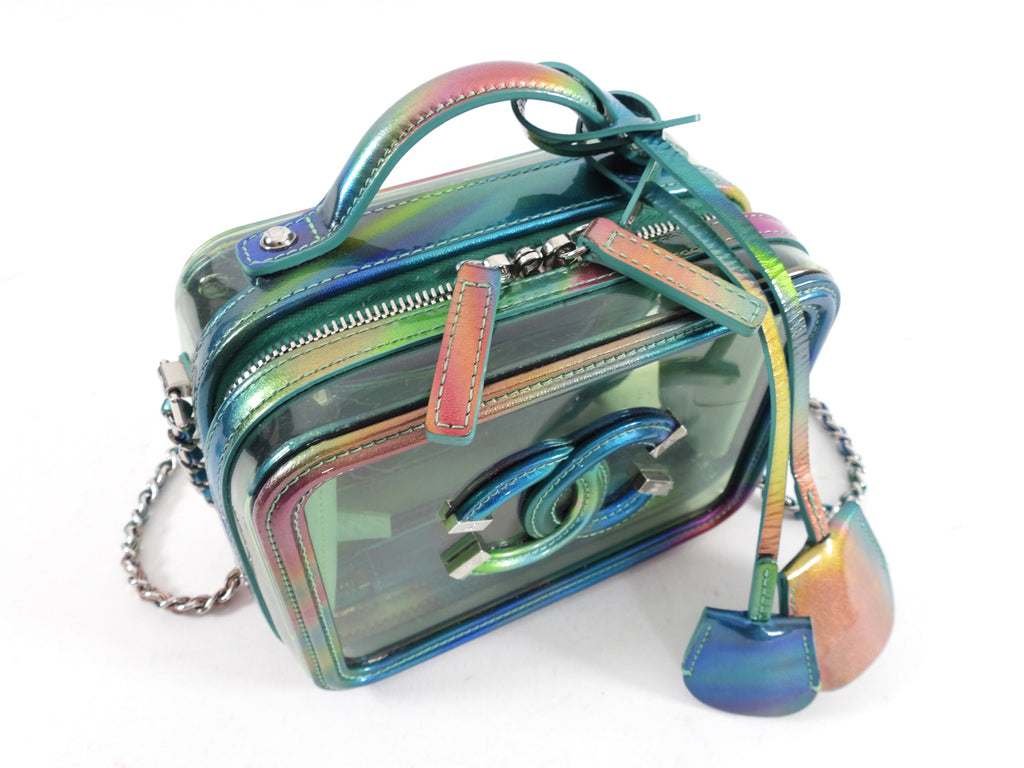 Chanel 20C Iridescent Rainbow Filigree Clear PVC CC Vanity Case