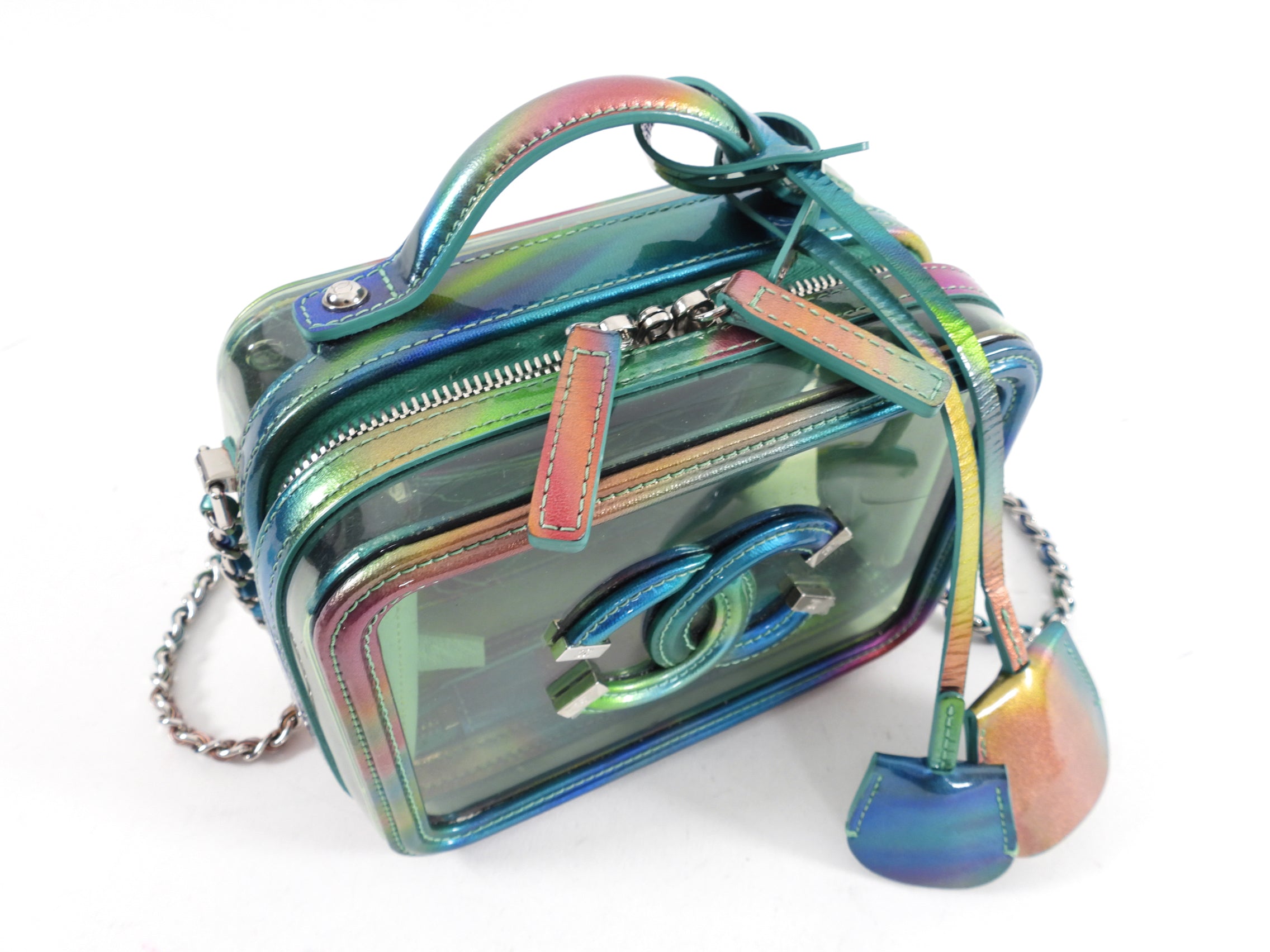 Chanel 20C Iridescent Rainbow Filigree Clear PVC CC Vanity Case