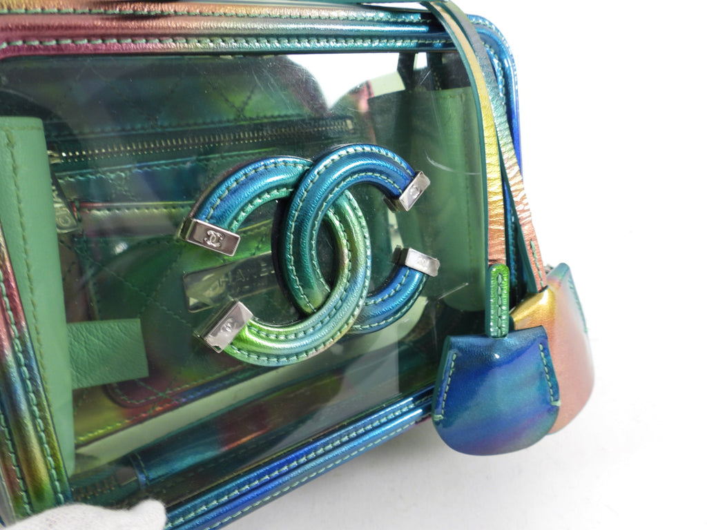 Chanel 20C Iridescent Rainbow Filigree Clear PVC CC Vanity Case