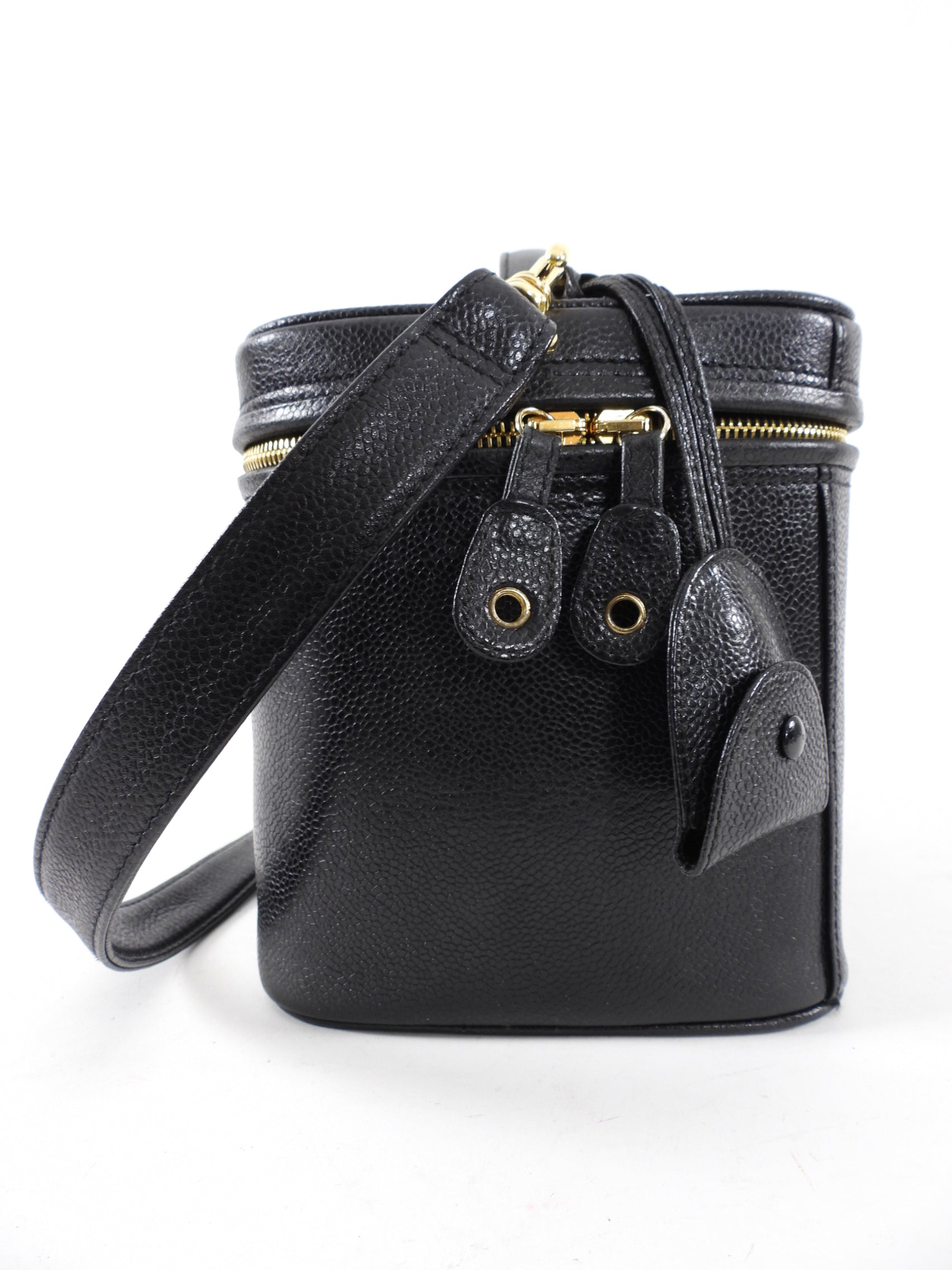 Chanel Vintage 1996 Black Caviar CC Vanity Shoulder Bag