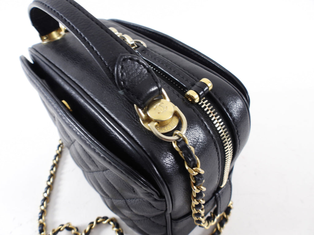 Chanel Black Lambskin Leather Extra Pocket Vanity Chain Bag