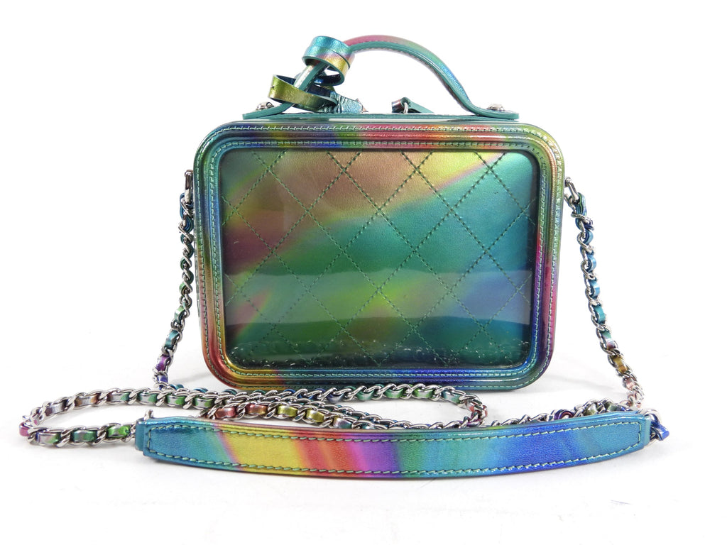 Chanel 20C Iridescent Rainbow Filigree Clear PVC CC Vanity Case