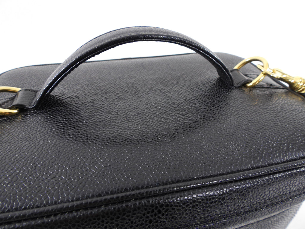 Chanel Vintage 1996 Black Caviar CC Vanity Shoulder Bag