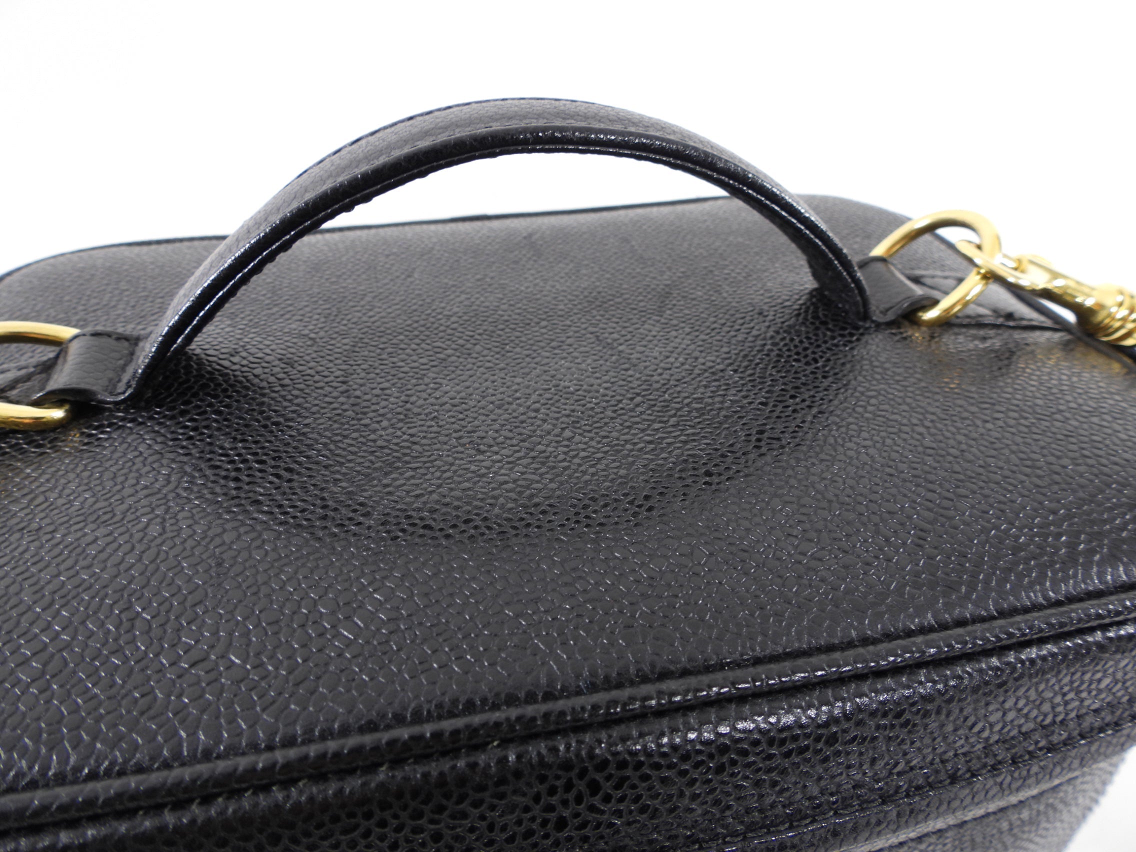 Chanel Vintage 1996 Black Caviar CC Vanity Shoulder Bag