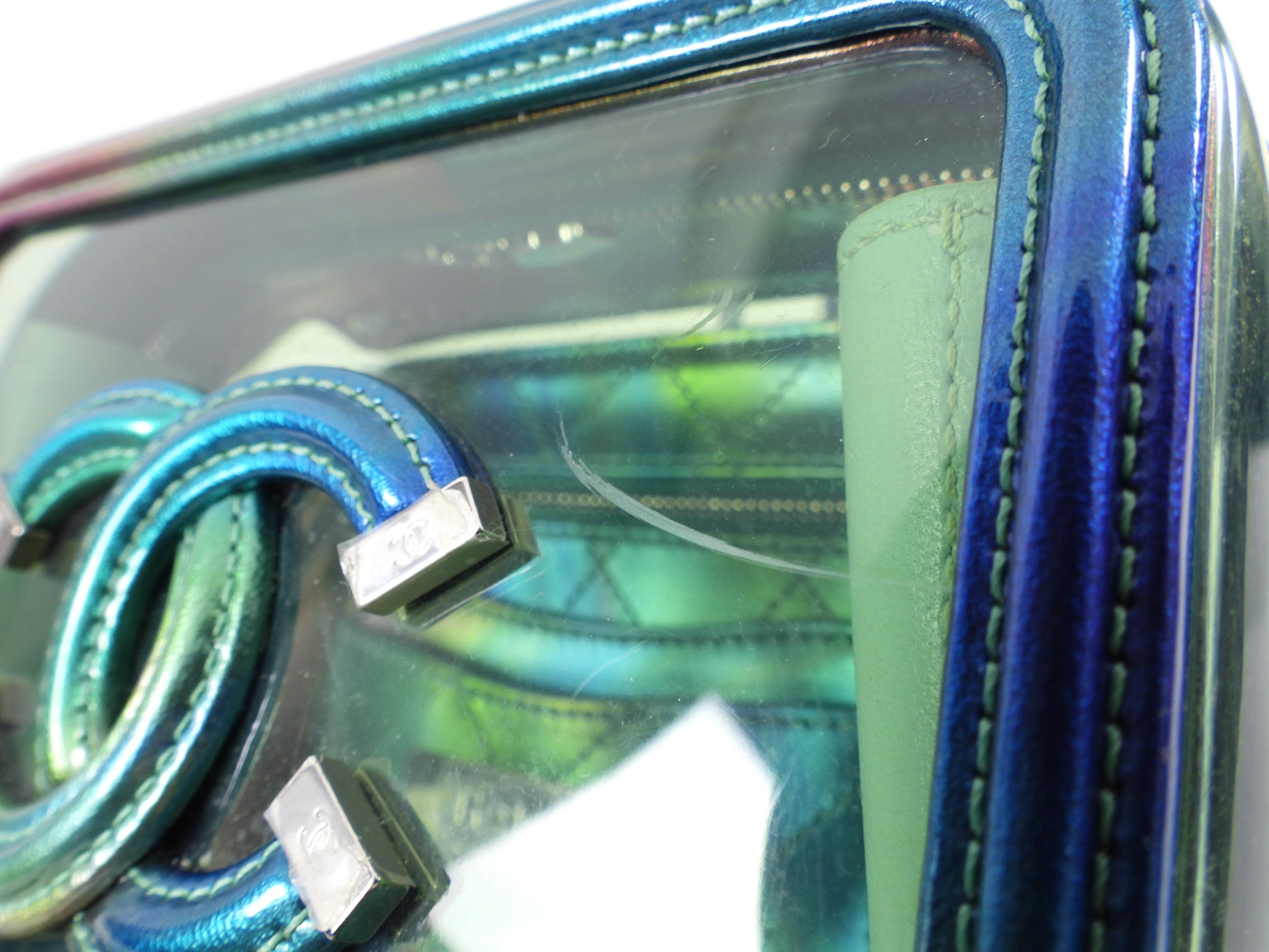Chanel 20C Iridescent Rainbow Filigree Clear PVC CC Vanity Case