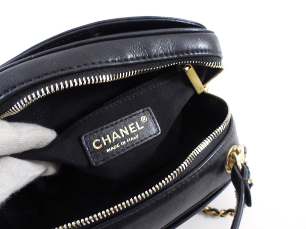 Chanel Black Lambskin Leather Extra Pocket Vanity Chain Bag