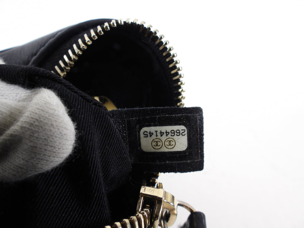 Chanel Black Lambskin Leather Extra Pocket Vanity Chain Bag