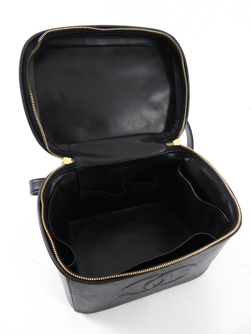 Chanel Vintage 1996 Black Caviar CC Vanity Shoulder Bag