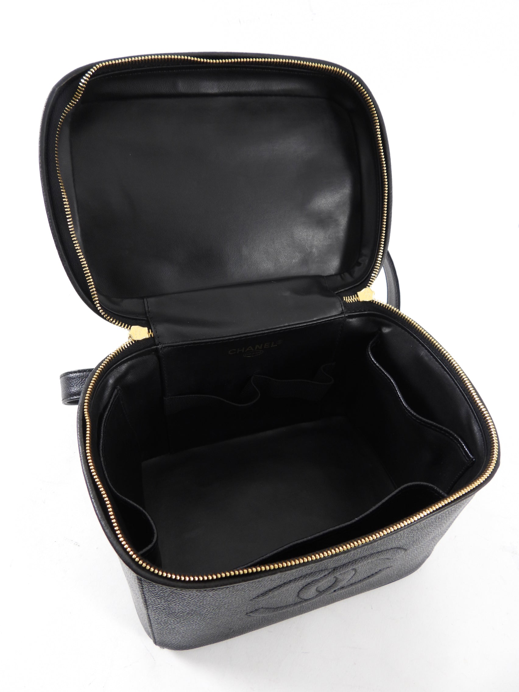 Chanel Vintage 1996 Black Caviar CC Vanity Shoulder Bag