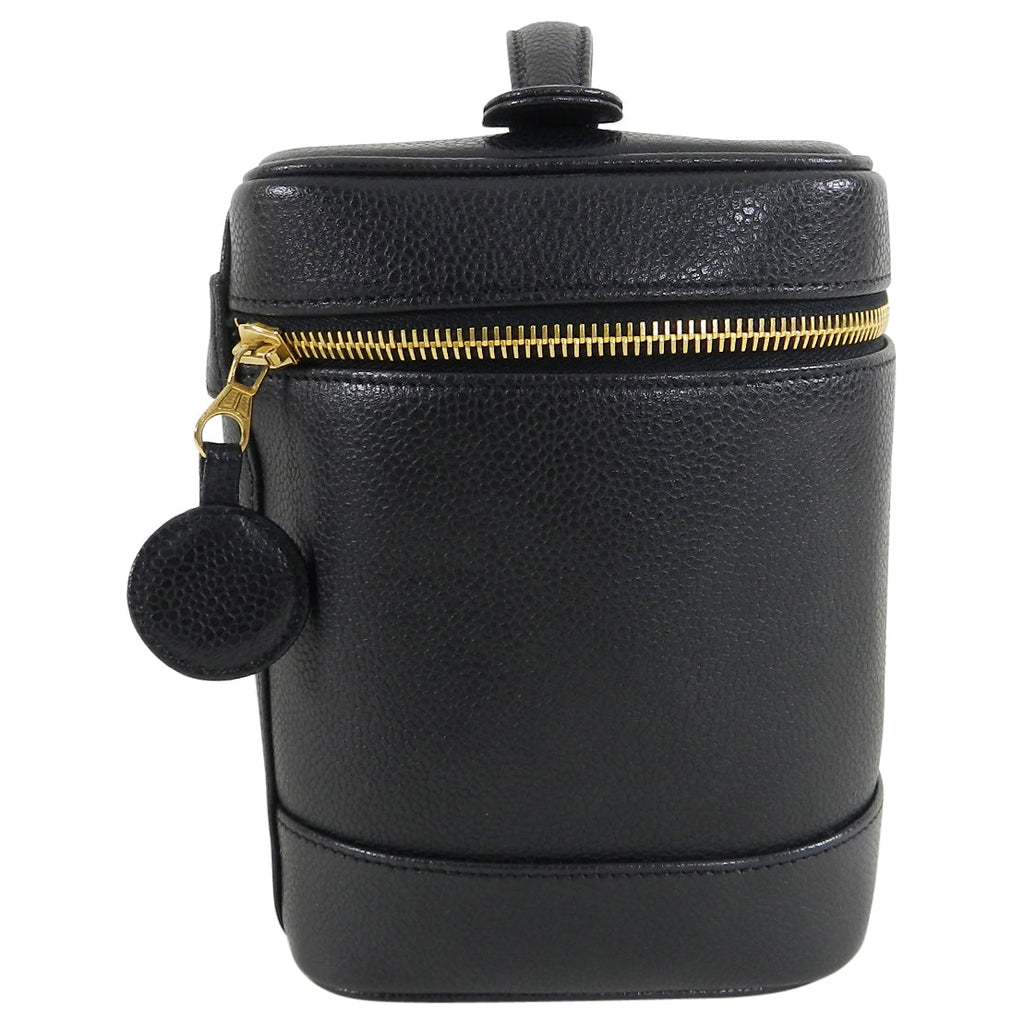 Chanel Vintage 1994 Caviar Leather CC Logo Vanity Travel Case Bag