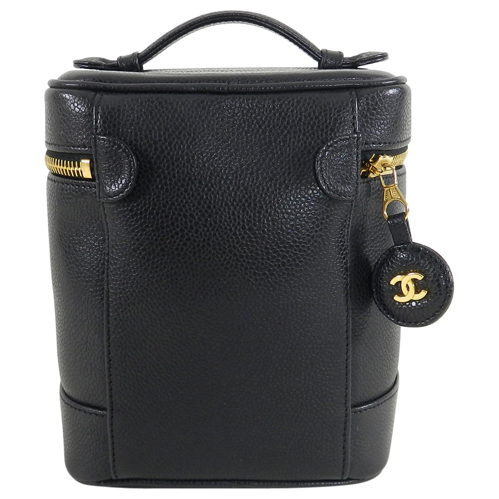 Chanel Vintage 1994 Caviar Leather CC Logo Vanity Travel Case Bag