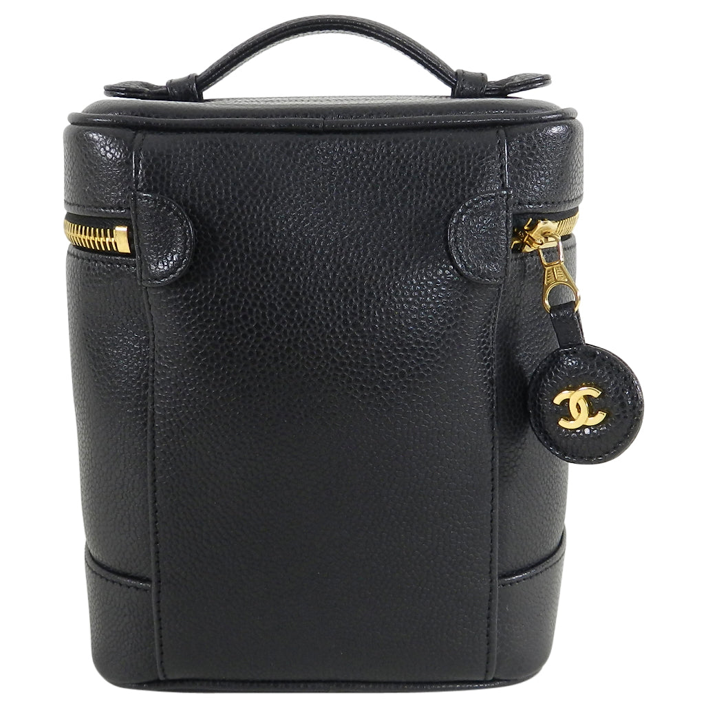 Chanel Vintage 1994 Caviar Leather CC Logo Vanity Travel Case Bag