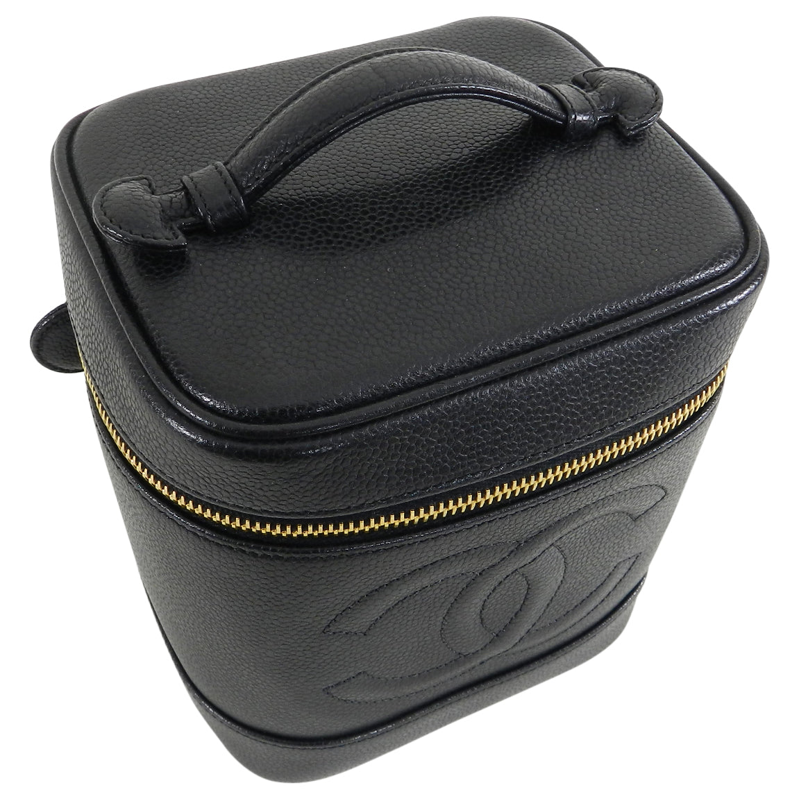 Chanel Vintage 1994 Caviar Leather CC Logo Vanity Travel Case Bag