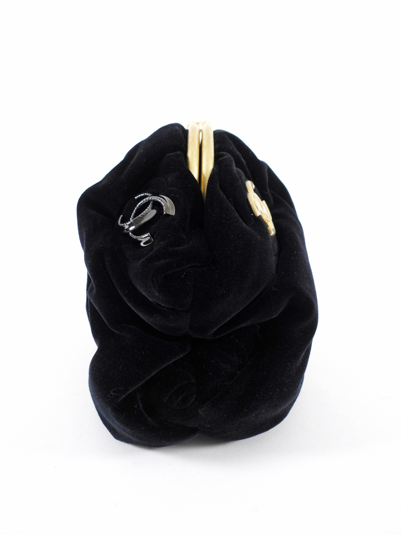 Chanel Black Velvet CC Shoulder Bag / Pouch