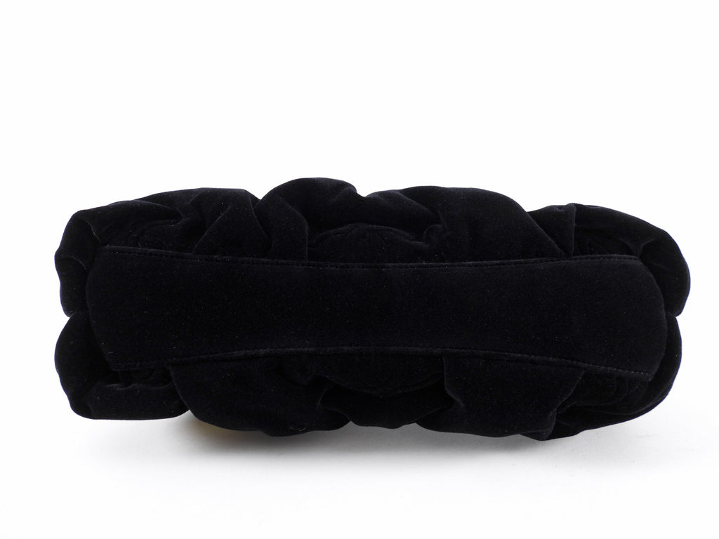 Chanel Black Velvet CC Shoulder Bag / Pouch